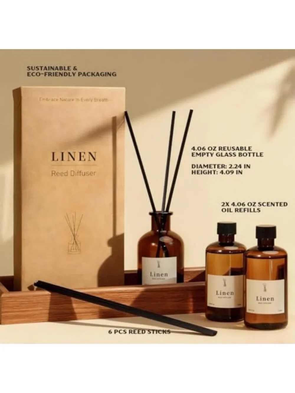 Linen Scented Reed Diffuser Set - 8.12 fl. oz Home Fragrance Decor & Air